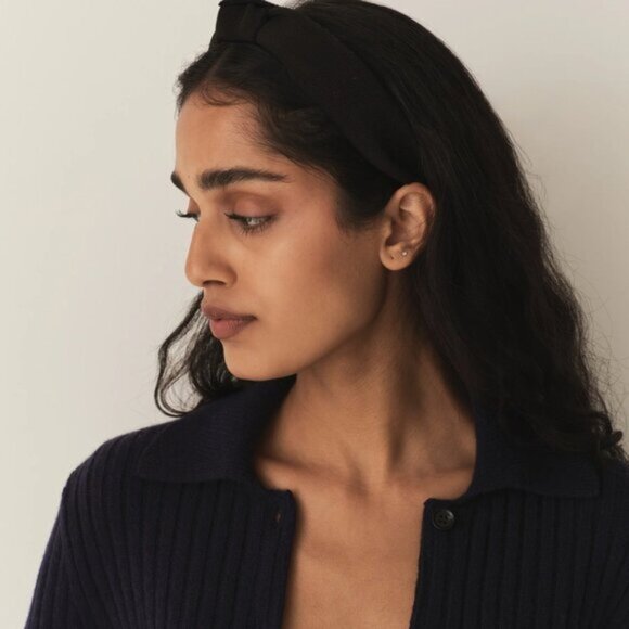 BLANCHE KNOTTED HEADBAND -- BLACK GROSGRAIN - Picture 1 of 6